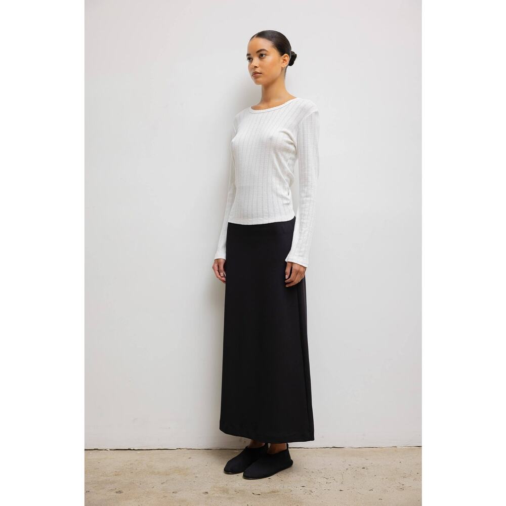 Leset Pointelle Slim Fit Long Sleeve - S - White - Picture 4 of 5